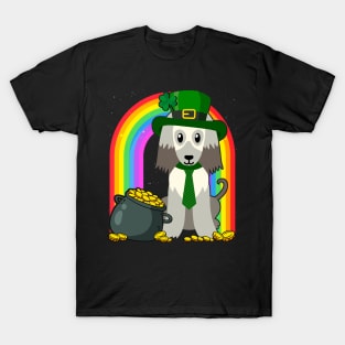 Afghan Hound Rainbow Irish Clover St Patrick Day Dog Gift design T-Shirt